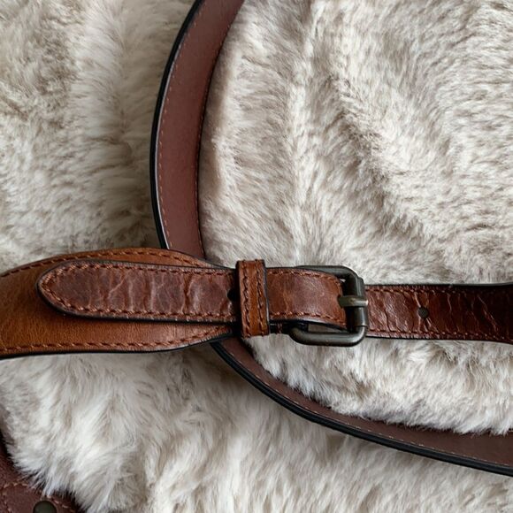 Frye Melissa Whipstitch Mini Saddle Distressed Leather Brown Crossbody Brown - Picture 4 of 14